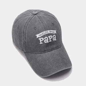 Casquette de baseball gris foncé en coton pour hommes avec texte World's Best Papa blanc