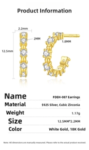 Detailed S925 silver hoop earring specs with cubic zirconia in gold and silver plating
