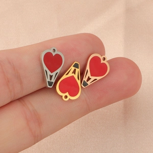 Hot air balloon heart pendants in gold and silver finish for DIY jewelry making