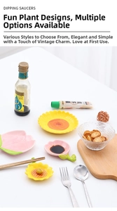 Detailed view of tulip-shaped ceramic dipping saucers for snacks and appetizers