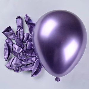 Detail of metallic purple 12-inch balloons in both inflated and uninflated states