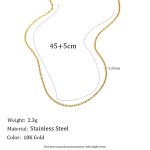 Minimalist 1.8mm stainless steel 18K gold O-chain necklace with 45+5cm length details