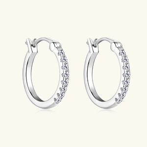 Elegant S925 sterling silver hoop earrings with shimmering moissanite stones for women
