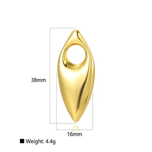 Polished gold teardrop hollow pendant with dimensions 38mm x 16mm for DIY jewelry