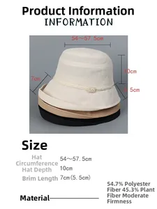 Detailed size chart and material guide for women's pearl sun hat with 54-57.5cm circumference