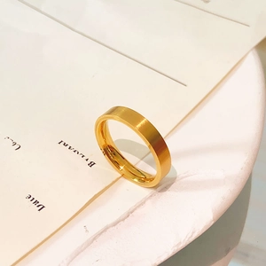 Classic 4mm matte gold plated titanium steel ring for men and women minimalist design