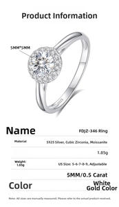 Detail of S925 sterling silver ring featuring a 0.5ct moissanite stone in a bud setting