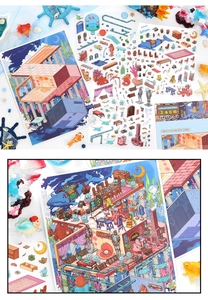 Autocollants de décoration océan avec cartes de scène pour loisirs créatifs DIY