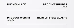 Detailed specifications for the triple-layer titanium steel necklace weighing 14 grams