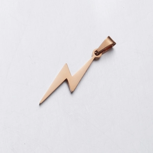 Polished rose gold lightning bolt pendant charm made of titanium steel for jewelry DIY