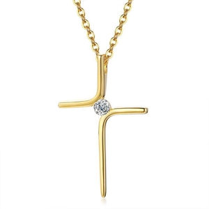 Minimalistisch Edelstahl Kreuz Anhänger Halskette Für Damen Vergoldet Strass Religiös Charm Schlüsselbein Kette Mode Schmuck Geschenk