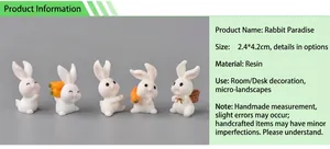 Cute resin rabbit miniature figurines set for desktop decor and micro landscape design.