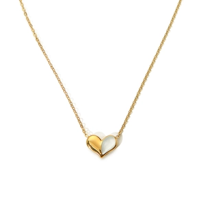 French minimalist heart necklace with shell inlay in gold stainless steel finish