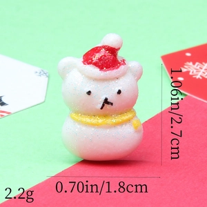 Detailed size specifications for a small glittery resin snowman Christmas pendant