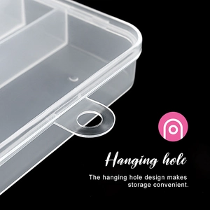 Translucent 11-compartment nail art storage box with hanging hole design for wall storage