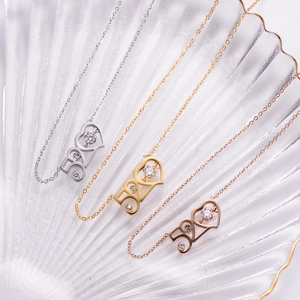 Exquisite 520 heart pendant necklaces in silver, gold, and rose gold with zircon inlay