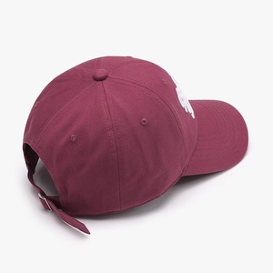 Classic burgundy baseball cap with white embroidery and adjustable metal strap