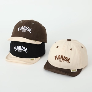 Three cotton baseball caps for babies with FLORIDA 1845 embroidery in various colors
