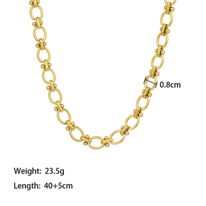 Golden titanium steel chain necklace with 0.8cm width and adjustable length
