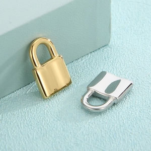Square Lock Pendant Stainless Steel Simple Padlock Charm For DIY Necklace Jewelry Making Personalized Street Style