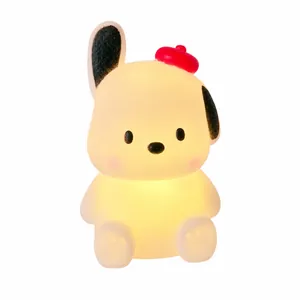 Cute cartoon dog desk lamp with warm yellow light for modern bedroom bedside decor