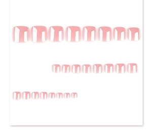 Glossy cherry blossom pink press-on toenails set with smooth mirror finish on white background
