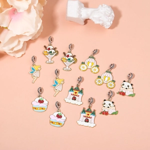 Cute enamel alloy charms including castle and pumpkin carriage for DIY jewelry making