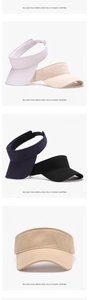 Detailed view of adjustable UV protection sun visors in various neutral colors