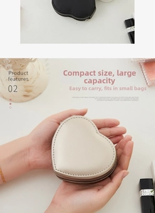 Macro shot of heart-shaped leather jewelry box with metallic zipper and stitching details