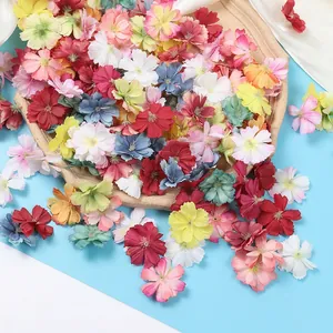 Assorted colorful artificial silk plum blossom flower heads for DIY crafts and decor
