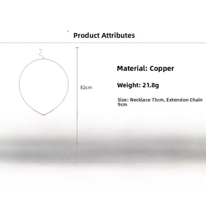 Detail showing copper multi-layer circular pendant necklace specs and 82cm total length