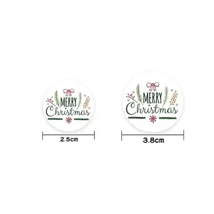 Christmas roll stickers size guide with 2.5cm and 3.8cm diameter label options