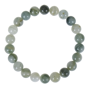 Natural green rutilated quartz beaded bracelet for women with smooth round gemstones