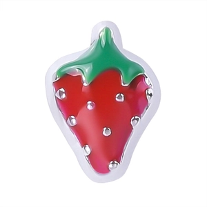 Red strawberry floating charm with green leaf for DIY locket and jewelry making