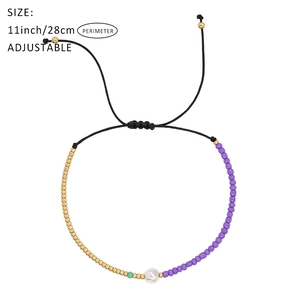 Bracciale di perline regolabile con perla barocca e perline colorate per l'estate