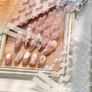 3D Relief Nail Art Stickers Embossed Bow Knot Lace Design Glitter Self Adhesive Decals Sweet Korean Style DIY Manicure