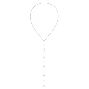 Collana a Y in argento con catena sottile e pendenti con cristalli rotondi scintillanti da donna