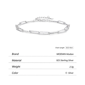 Minimalist S925 sterling silver chain bracelet with irregular hammered texture design