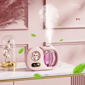 Pink cat themed automatic aroma diffuser with mist spray and digital display screen
