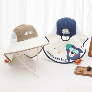 Cappello Sole Bambini Protezione Collo Asciugatura Rapida Mesh Traspirante Tesa Larga Stampa Cane Berretto Estate