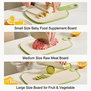 Antibacterial 3-piece plastic cutting board set in various sizes for kitchen food prep