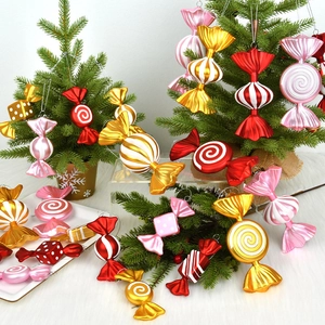 Christmas Candy Ornaments PVC Electroplated Glitter Hanging Xmas Tree Decorations Festive Party Props