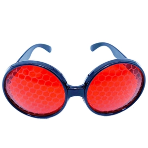 Funny red honeycomb lens round party glasses for insect cosplay and stage performance