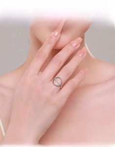 Minimalist 925 sterling silver ring with pavé cubic zirconia on the hand of a model