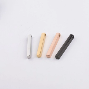Polished stainless steel rectangular pendant in silver, gold, rose gold and black