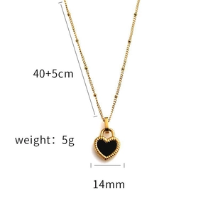 Detail of 18K gold-plated heart pendant with 40+5cm chain length and 14mm width