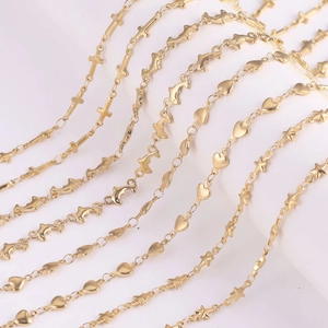 Stainless Steel Vacuum Plated DIY Jewelry Making Link Chains Heart Cross Star Dolphin Leaf Rhombus Shapes Accessory