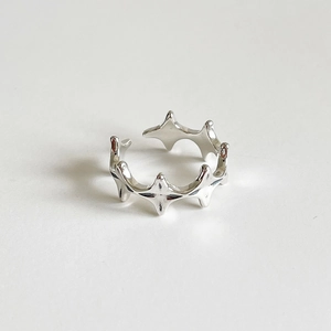 925 sterling silver vintage irregular star crown open ring for women in silver finish