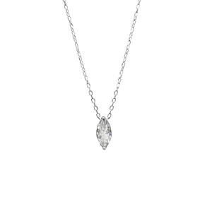 Marquise-cut cubic zirconia necklace in S925 sterling silver with a delicate fine chain