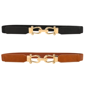 Women's Elastic Waist Belt Minimalist PU Leather Splicing Elegant Decorative Corset Belt For Dresses Office Ladies Fashion Accessory